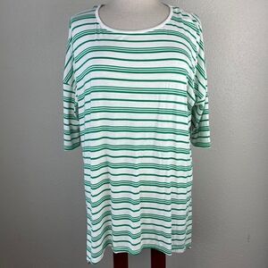 NWT JW Styles Green & White Striped Too Size M